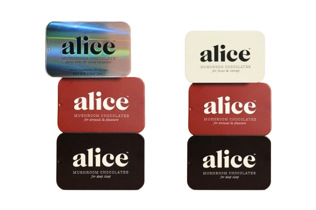 A collection of Alice mushroom chocolates displayed together