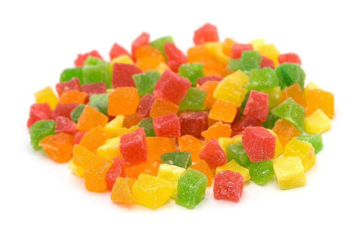 A collection of different flavored mushroom gummies is shown in the image