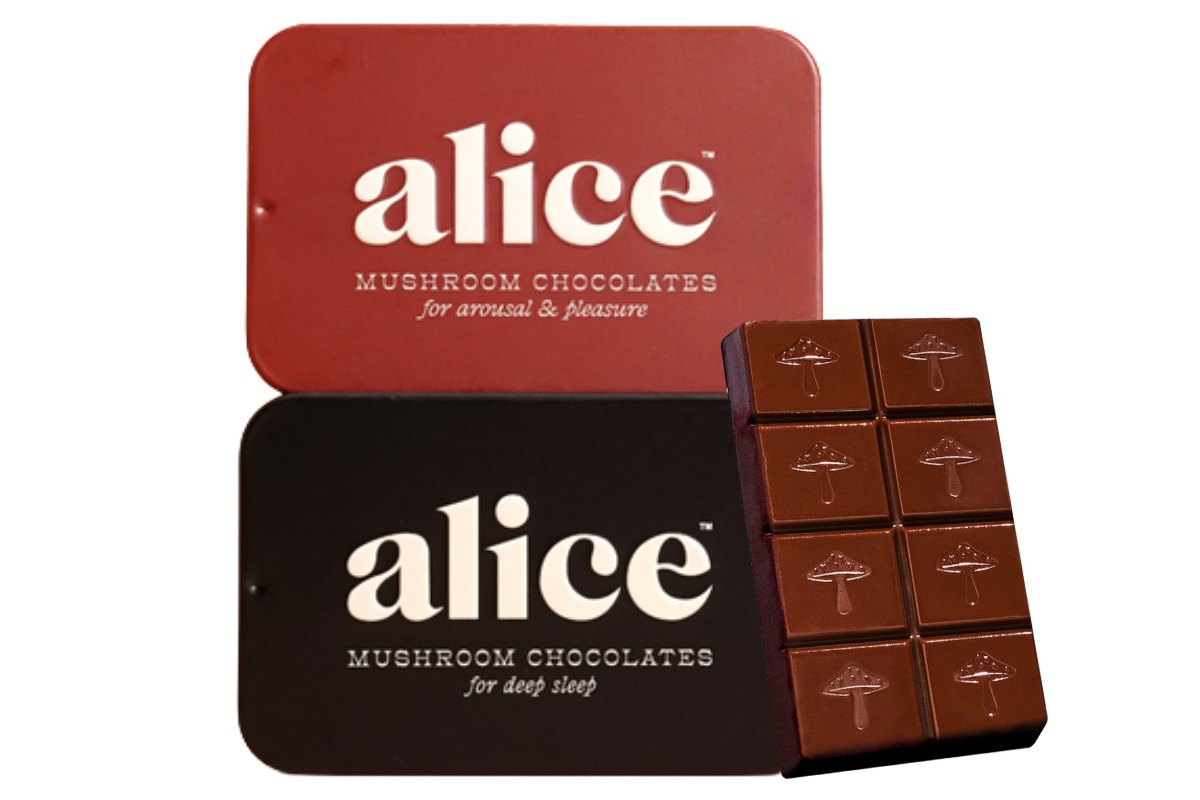 Alice mushroom chocolates arranged together