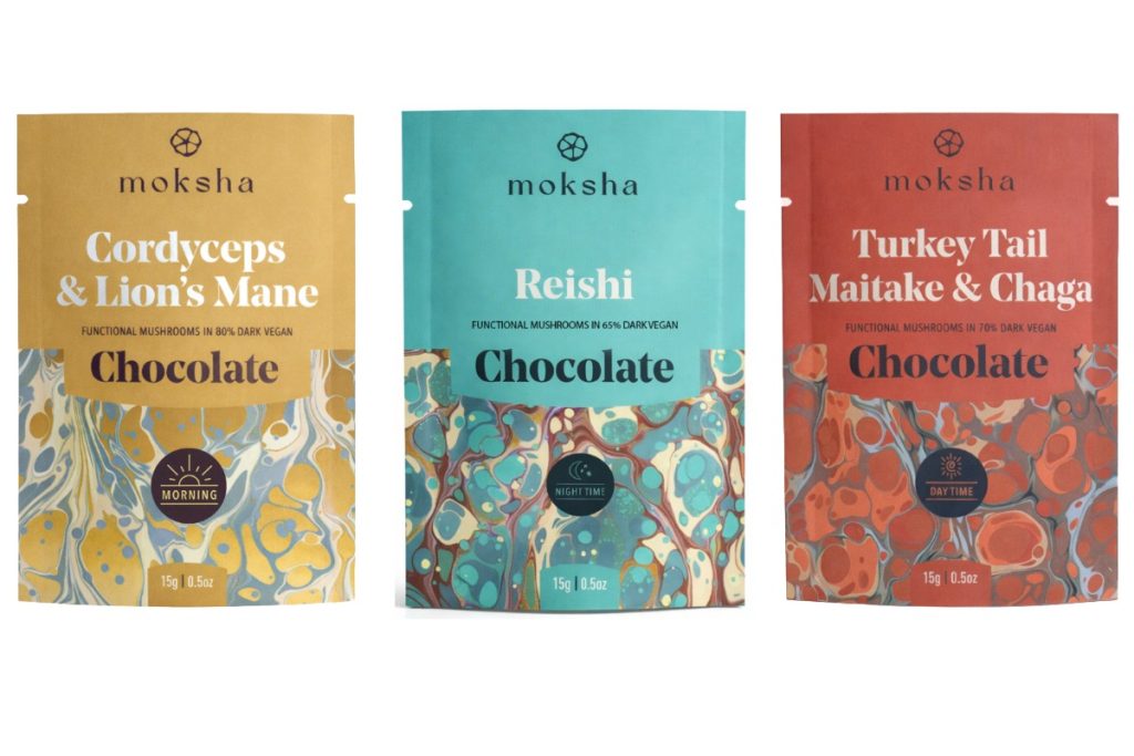 Moksha chocolate gummies kept with each other